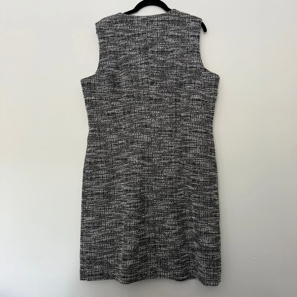New York & Company Black, White & Green Tweed Sheath Dress